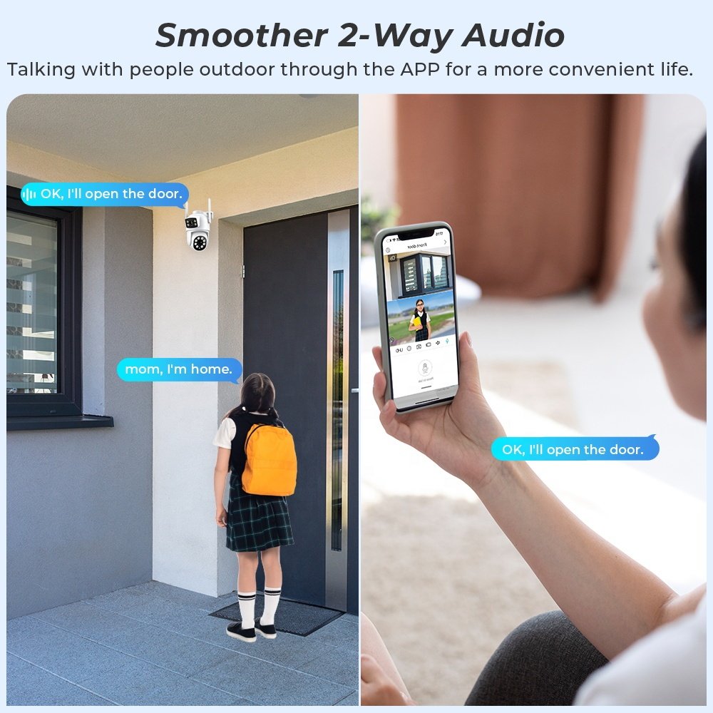 4MP2K PTZ Camera Dual Lens Dual Screen Wireless Outdoor IP Camera AI Human Detection P2P Video Surveillance WIFI Security Camera