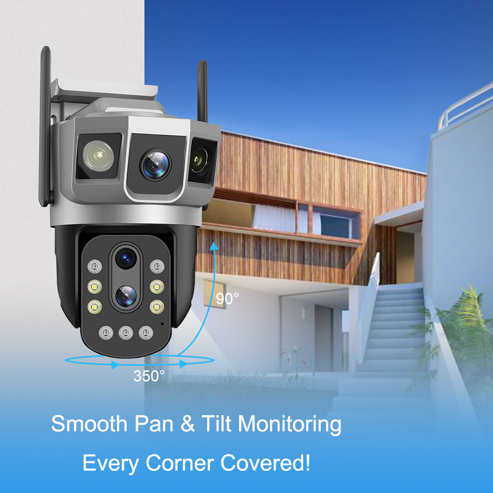 V380PRO 10X Optical zoom Surveillance Outdoor Security Camera Alarm Linkage Dual Lens CCTV WiFi solar PTZ camera