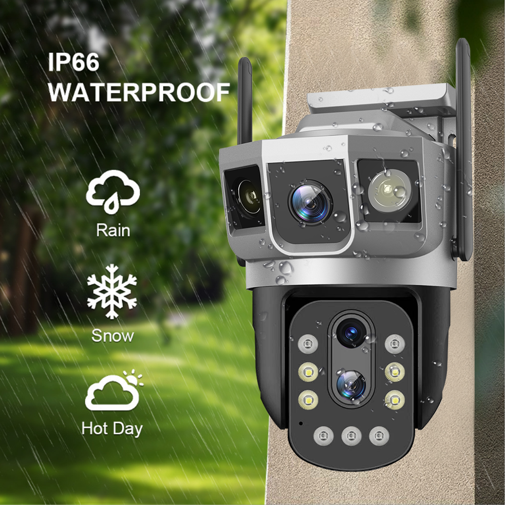 V380PRO 10X Optical zoom Surveillance Outdoor Security Camera Alarm Linkage Dual Lens CCTV WiFi solar PTZ camera