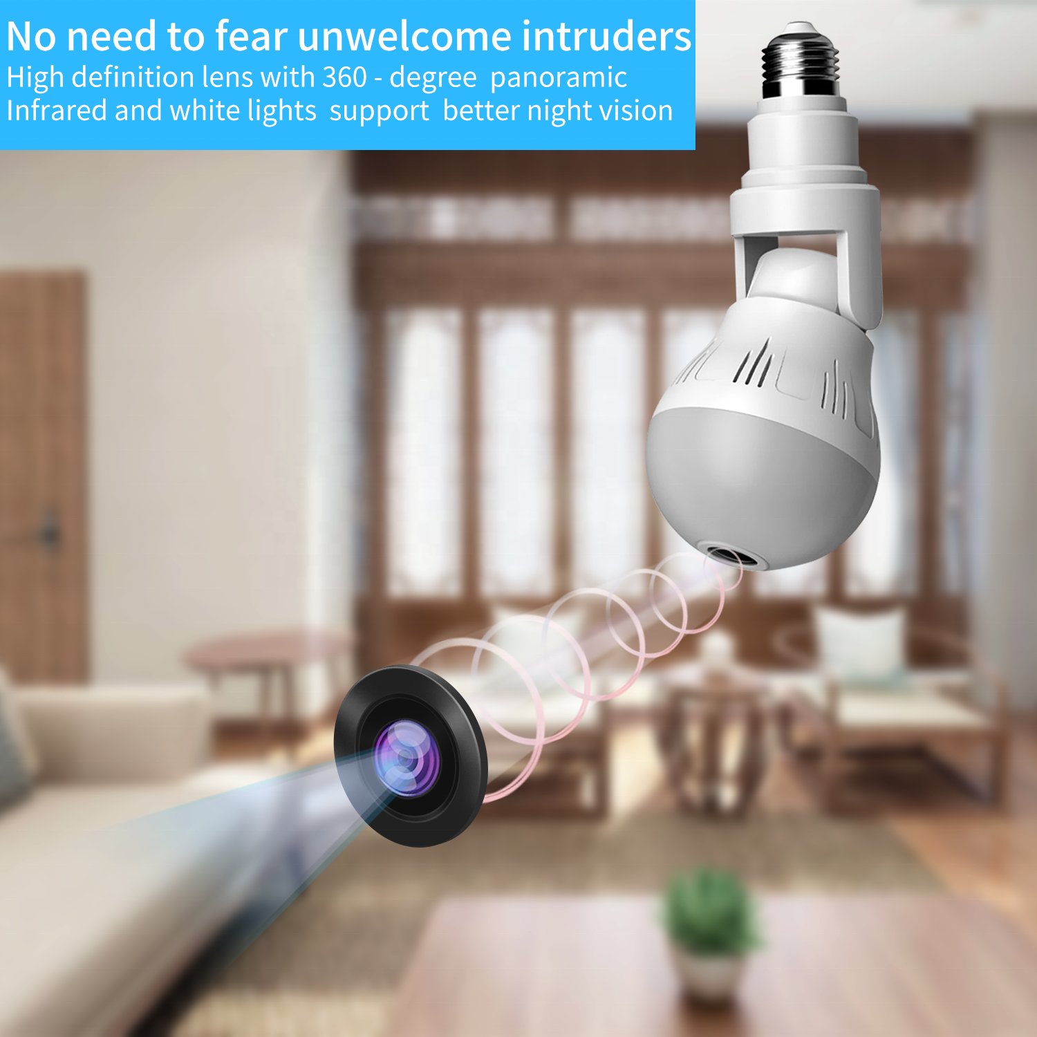 Shenzhen Factory Direct Sale V380 App Home Security Mini Camera 360 Wifi Bulb Camera