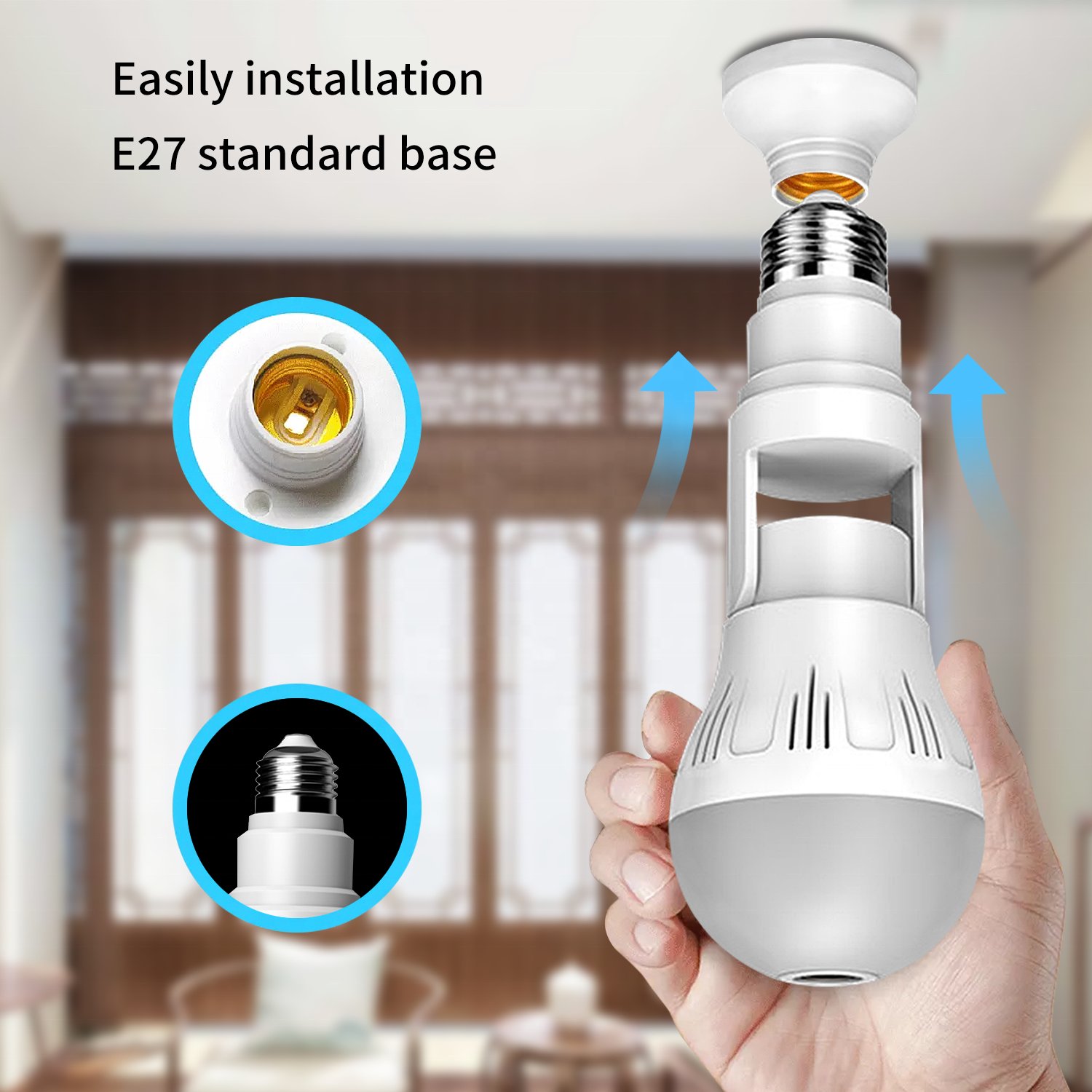 Shenzhen Factory Direct Sale V380 App Home Security Mini Camera 360 Wifi Bulb Camera