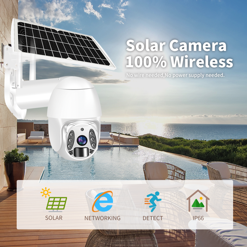 TUYA Low Power Smart Home Security Camera System Outdoor Wireless 4G LTE Full Color Night Vision PTZ IP Network Solar Camera