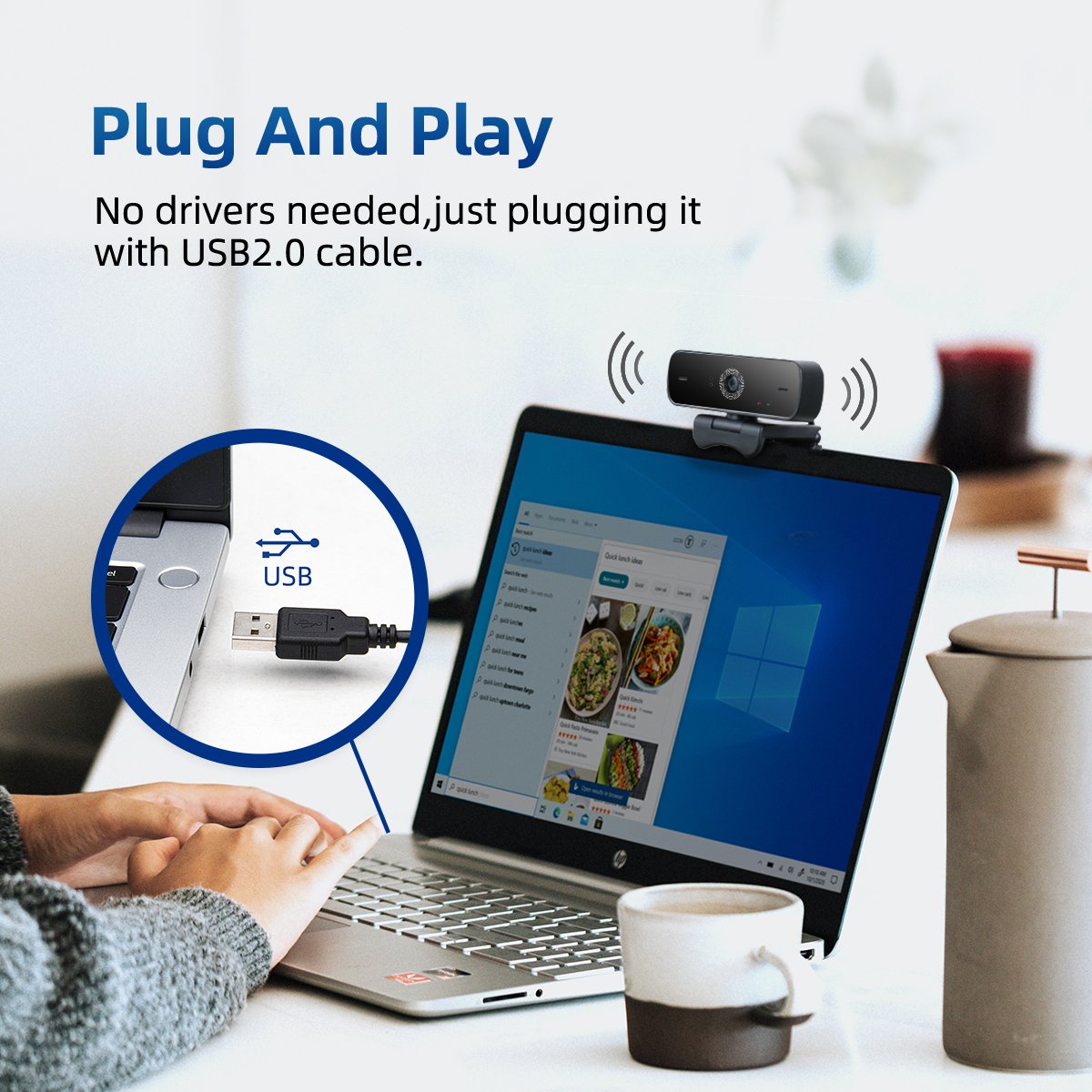 Hampo TOF 1080P High-definition Video network camera With Built-in Microphone USB Driver Free Webcam For Video Conferencing