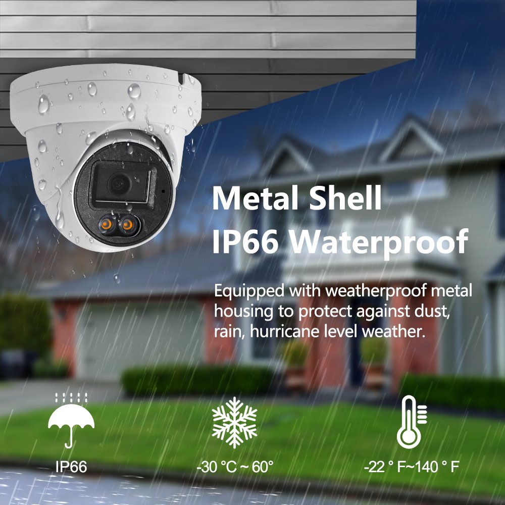 Hik Compatible P2P Connect Full Color Turret PoE CCTV Camera IP67 ColorVu Outdoor Security IP Network Camera