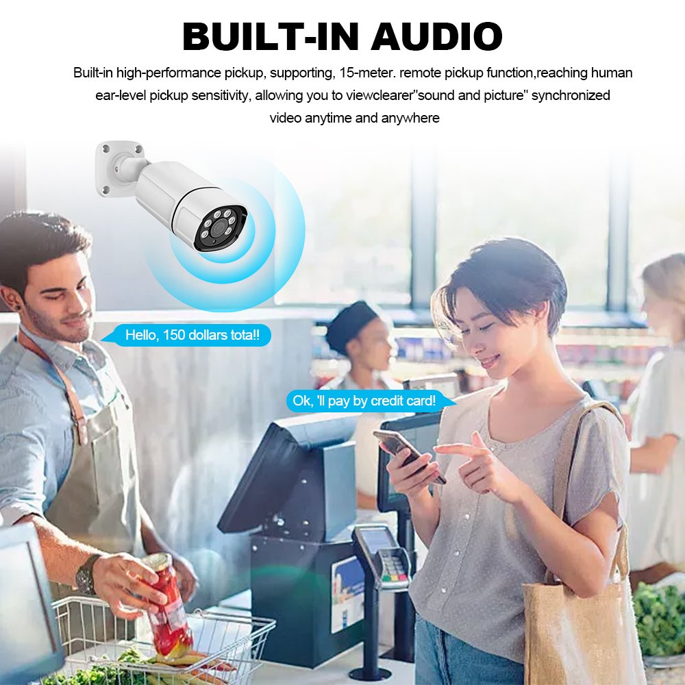 H.265 Outdoor High quality 8mp 4k vandal proof IR waterproof POE security camera cctv ip network camera