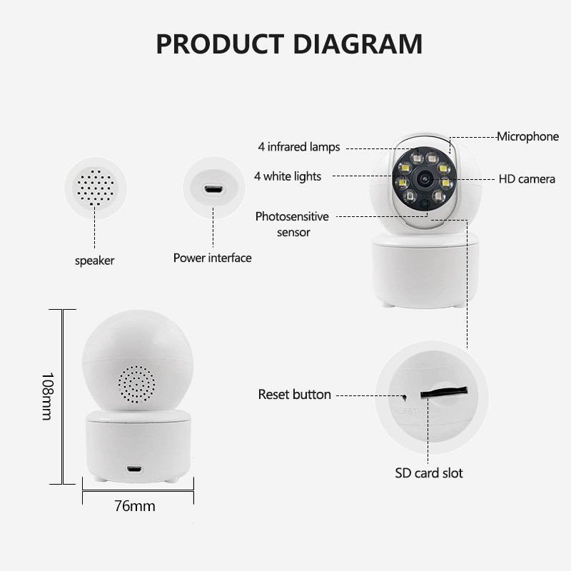 ICSEE 1080P 2MP 4MP Indoor Wireless PTZ Camera with Dual Light Night Vision Audio Video Recording Home Security Network Camera