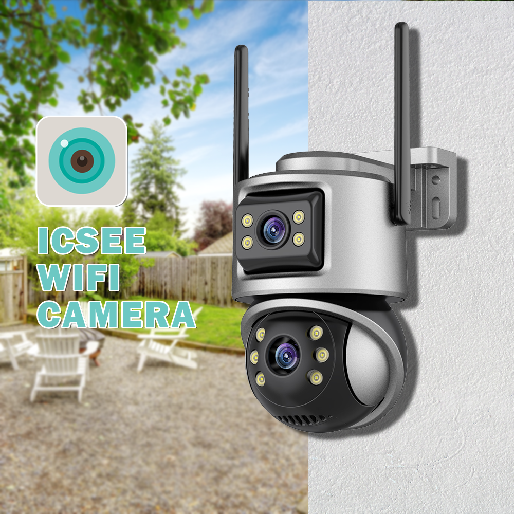 ICSEE Dual Lens Indoor Security CCTV Network Dome Camera Night Vision WIFI Supervisory Tracking Day Night Support SD Card Cloud
