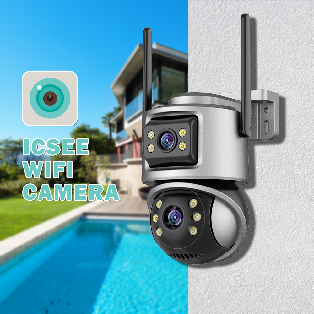 ICSEE Dual Lens Indoor Security CCTV Network Dome Camera Night Vision WIFI Supervisory Tracking Day Night Support SD Card Cloud