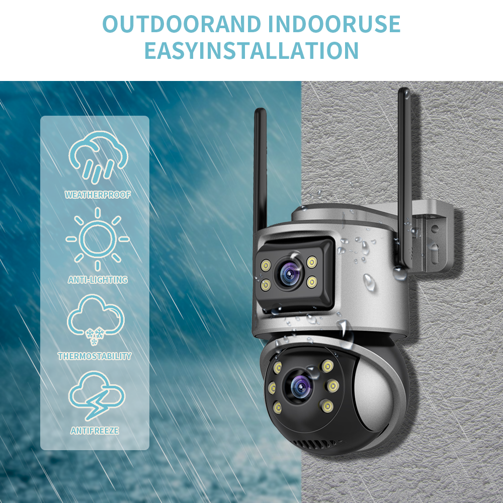 ICSEE Dual Lens Indoor Security CCTV Network Dome Camera Night Vision WIFI Supervisory Tracking Day Night Support SD Card Cloud