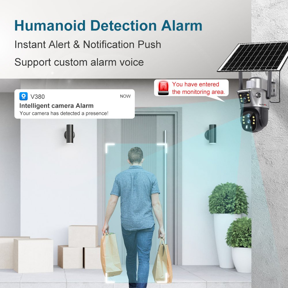 LS VISION 6K WiFi Solar Camera Outdoor Wireless CCTV Surveillance Camera With Solar Panel Three Lens IP Cam Security Protection