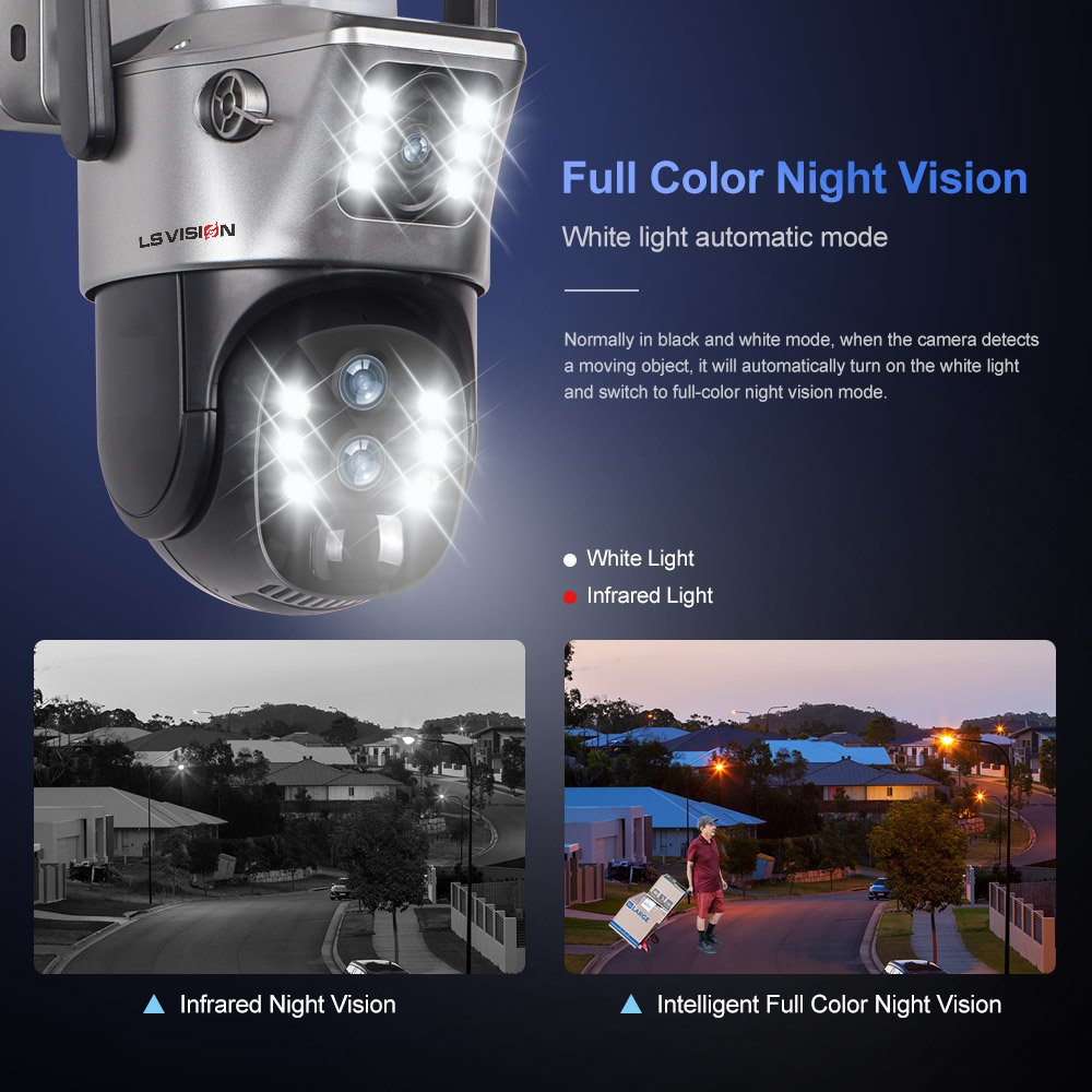 LS VISION 6K WiFi Solar Camera Outdoor Wireless CCTV Surveillance Camera With Solar Panel Three Lens IP Cam Security Protection