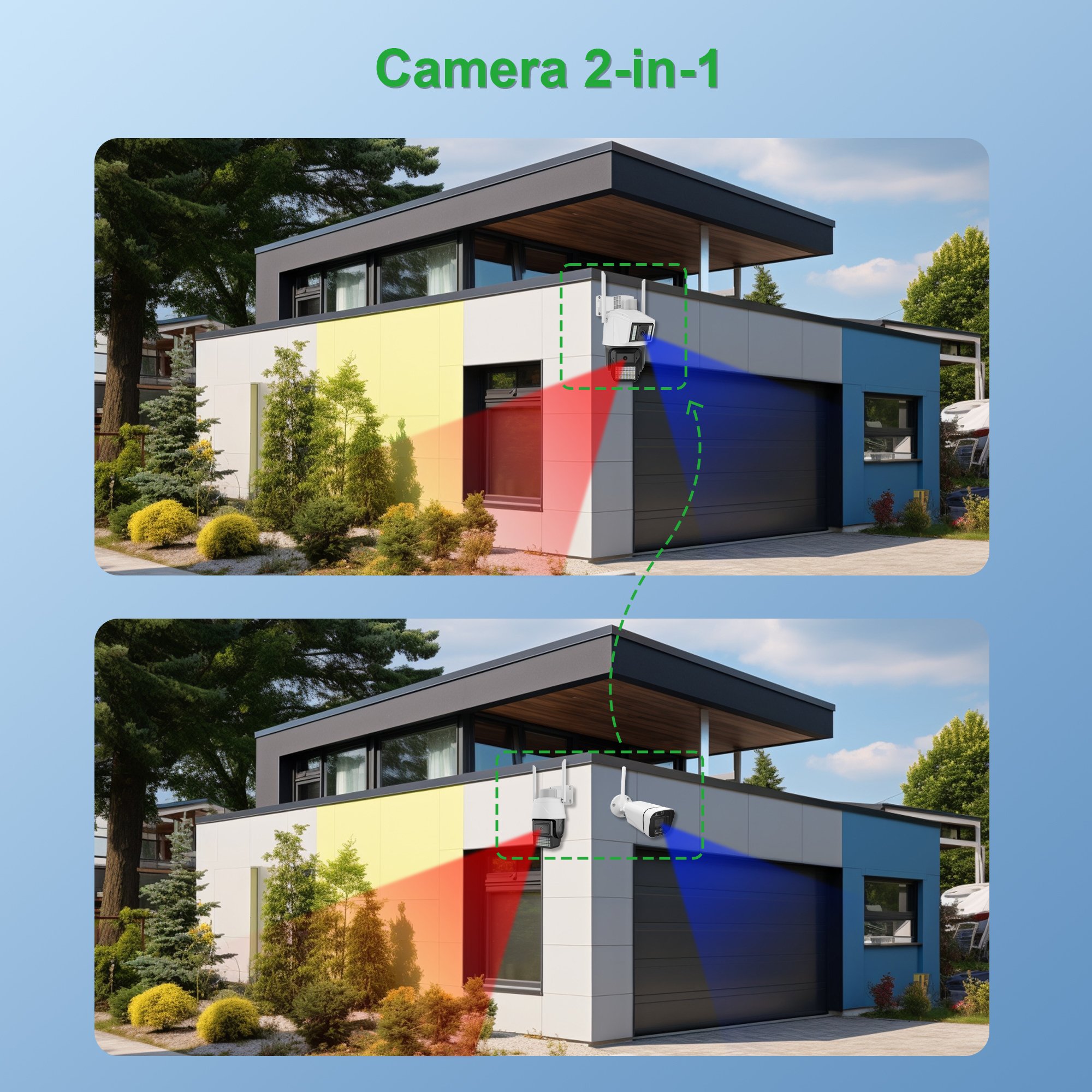 Seetong Outdoor Dual Lens AI Wireless Ip Dome Camera HD Cctv Wifi Dual Light Camera Smart Two-way Audio PTZ Security Camera