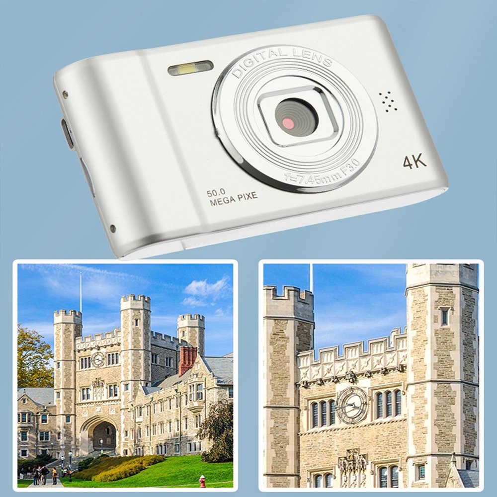 4K Digital Camera 50 Megapixels HD Photography Travel Selfie Camara 2.4inch Screen Entry-Level Kids Campus Selfie Mini Retro Cam