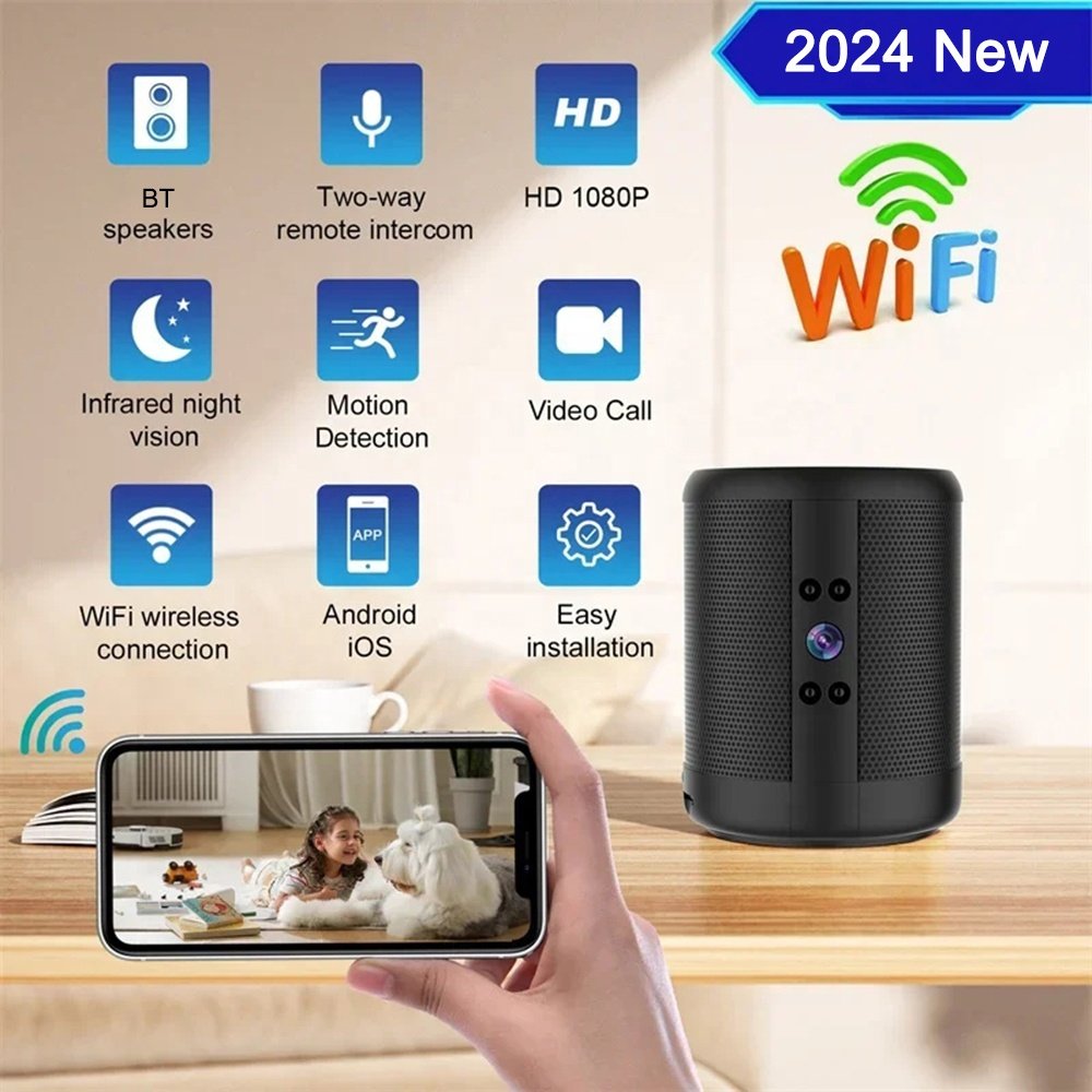 Portable Bluetooth Speaker Wireless Speaker with Mini Camera Two-way Audio Home Security Cam