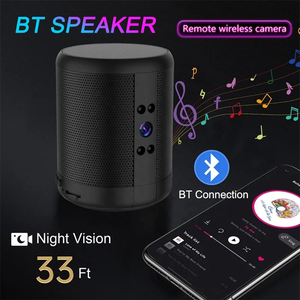 Portable Bluetooth Speaker Wireless Speaker with Mini Camera Two-way Audio Home Security Cam