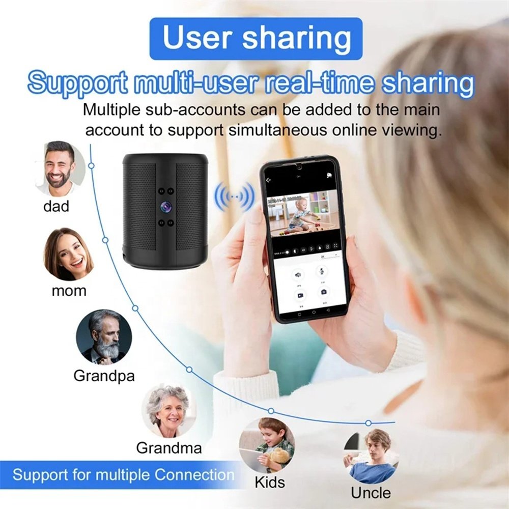 Portable Bluetooth Speaker Wireless Speaker with Mini Camera Two-way Audio Home Security Cam