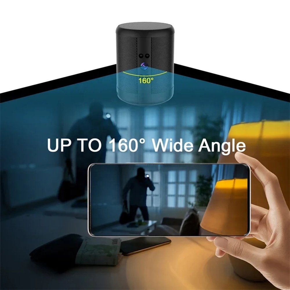 Portable Bluetooth Speaker Wireless Speaker with Mini Camera Two-way Audio Home Security Cam