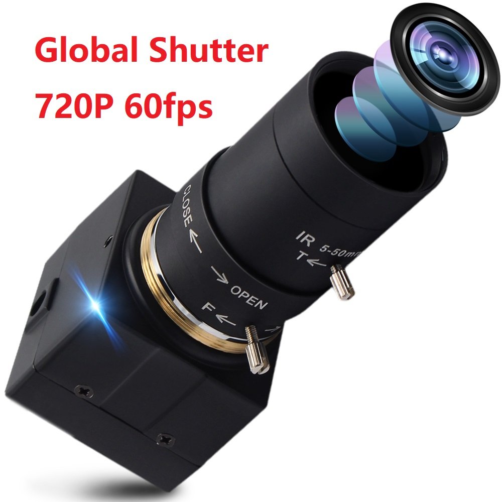ELP Zoom 10x 5-50mm lens High fps HD Video Webcam 720P 60fps Global Shutter Mini USB Camera For Golf Swing