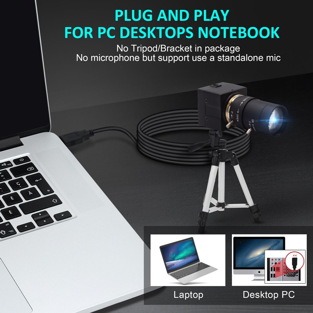 ELP Zoom 10x 5-50mm lens High fps HD Video Webcam 720P 60fps Global Shutter Mini USB Camera For Golf Swing