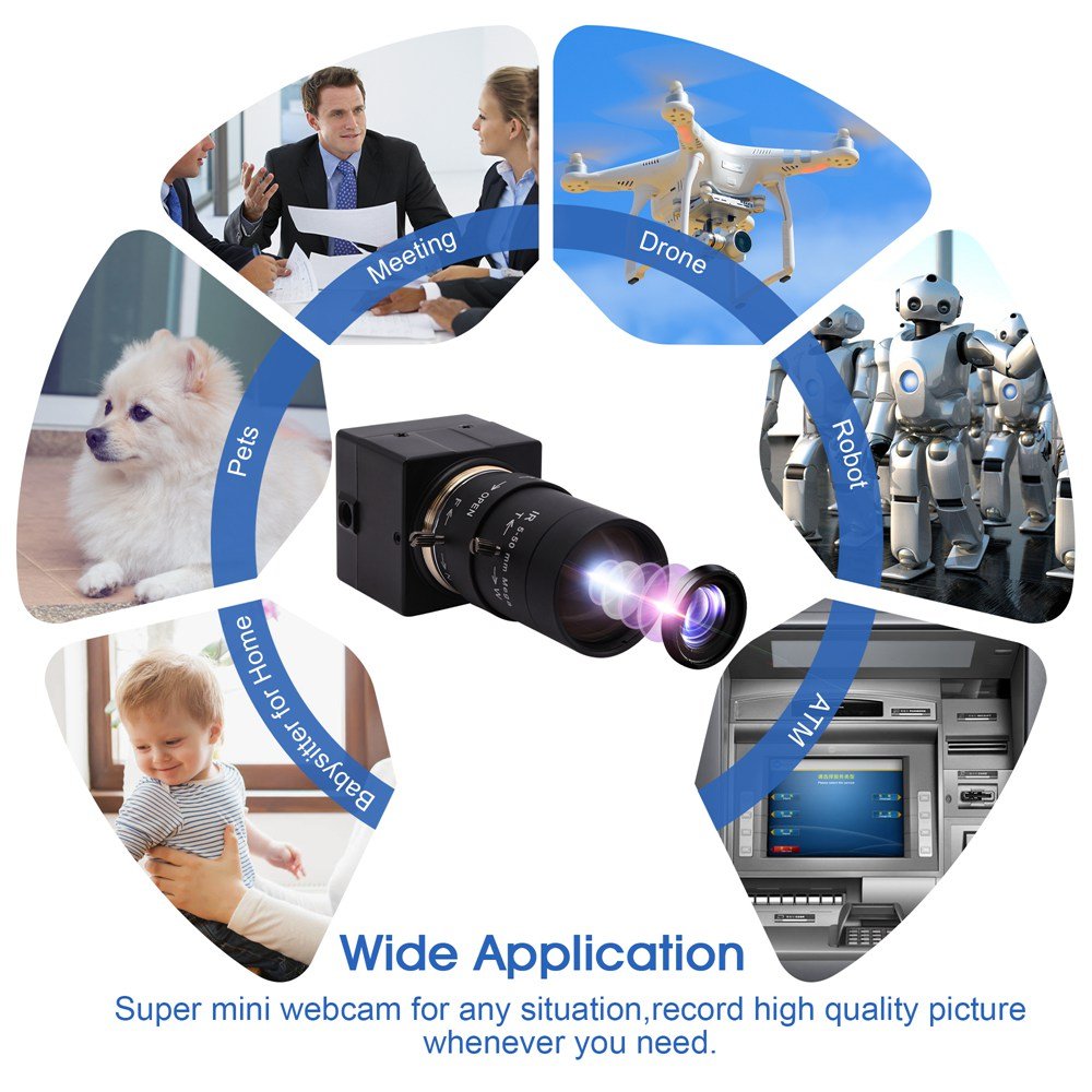ELP Zoom 10x 5-50mm lens High fps HD Video Webcam 720P 60fps Global Shutter Mini USB Camera For Golf Swing