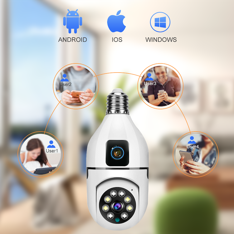 V380pro Mini Bulb Light Infrared Night Vision Dual Lens Smart Indoor CCTV Wireless Home Security Camera Two-Way Voice IP