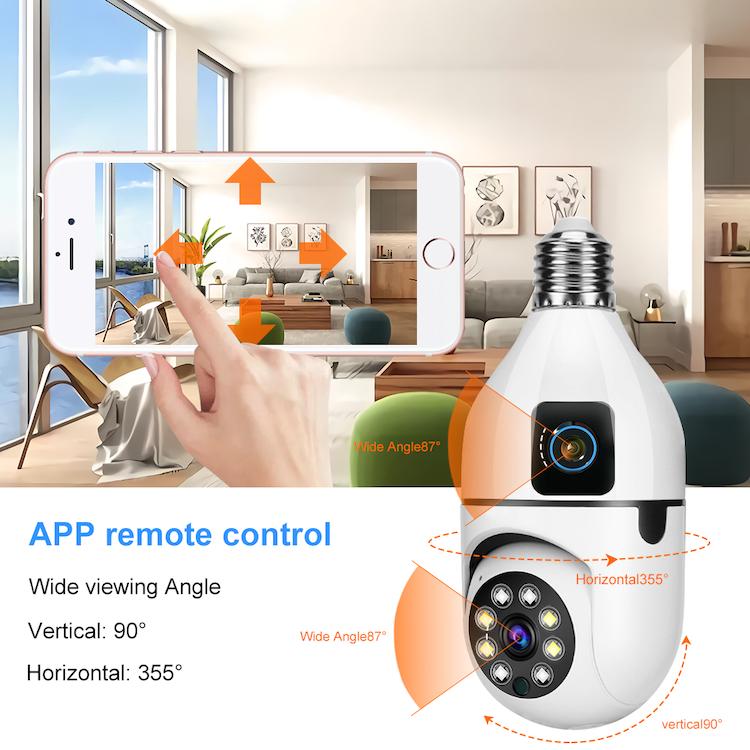 V380pro Mini Bulb Light Infrared Night Vision Dual Lens Smart Indoor CCTV Wireless Home Security Camera Two-Way Voice IP