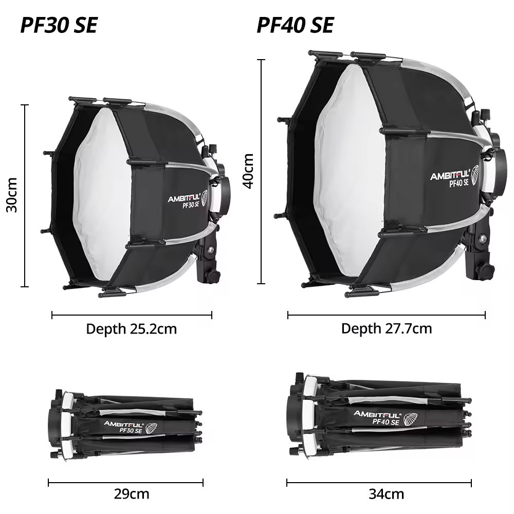 AMBITFUL 30cm Portable Octagon Umbrella Softbox Honeycomb Grid Mini Camera Flash Softbox Studio Photography TT520II V1 AD200PRO