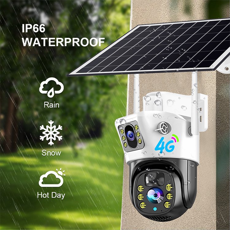Wireless Wifi Solar Camera 4g Outdoor Waterproof 8mp Dual Lens Hd Surveillance Home Security Network Cctv Camera