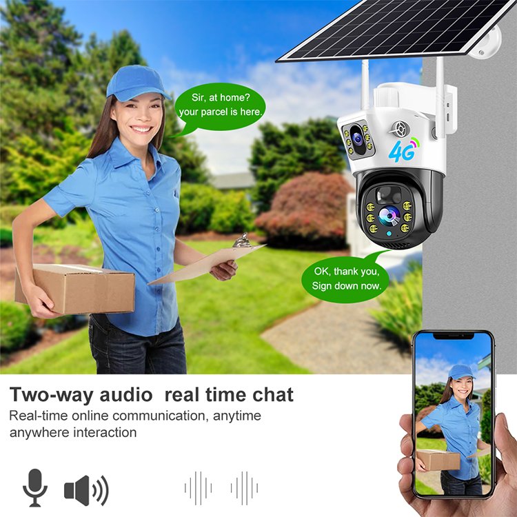 Wireless Wifi Solar Camera 4g Outdoor Waterproof 8mp Dual Lens Hd Surveillance Home Security Network Cctv Camera