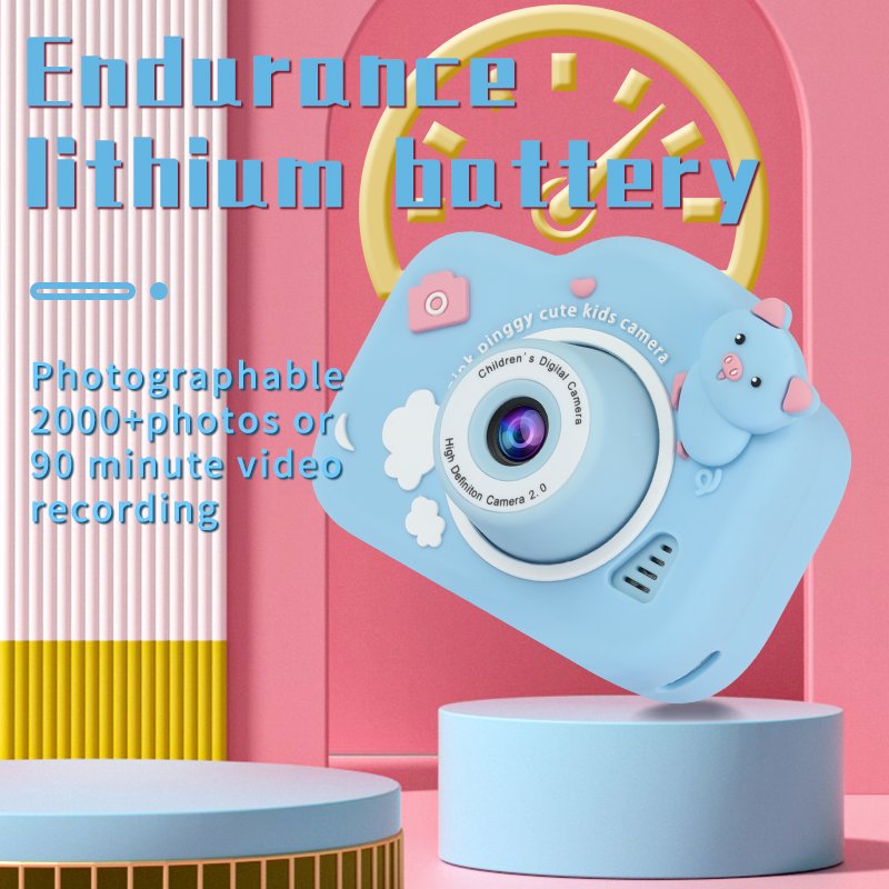 9Options Mini Cartoon Kids Digital Camera 1080P Digital Camera for Kids 2.0"IPS Screen Battery Neck Strap Christmas for Boy Girl