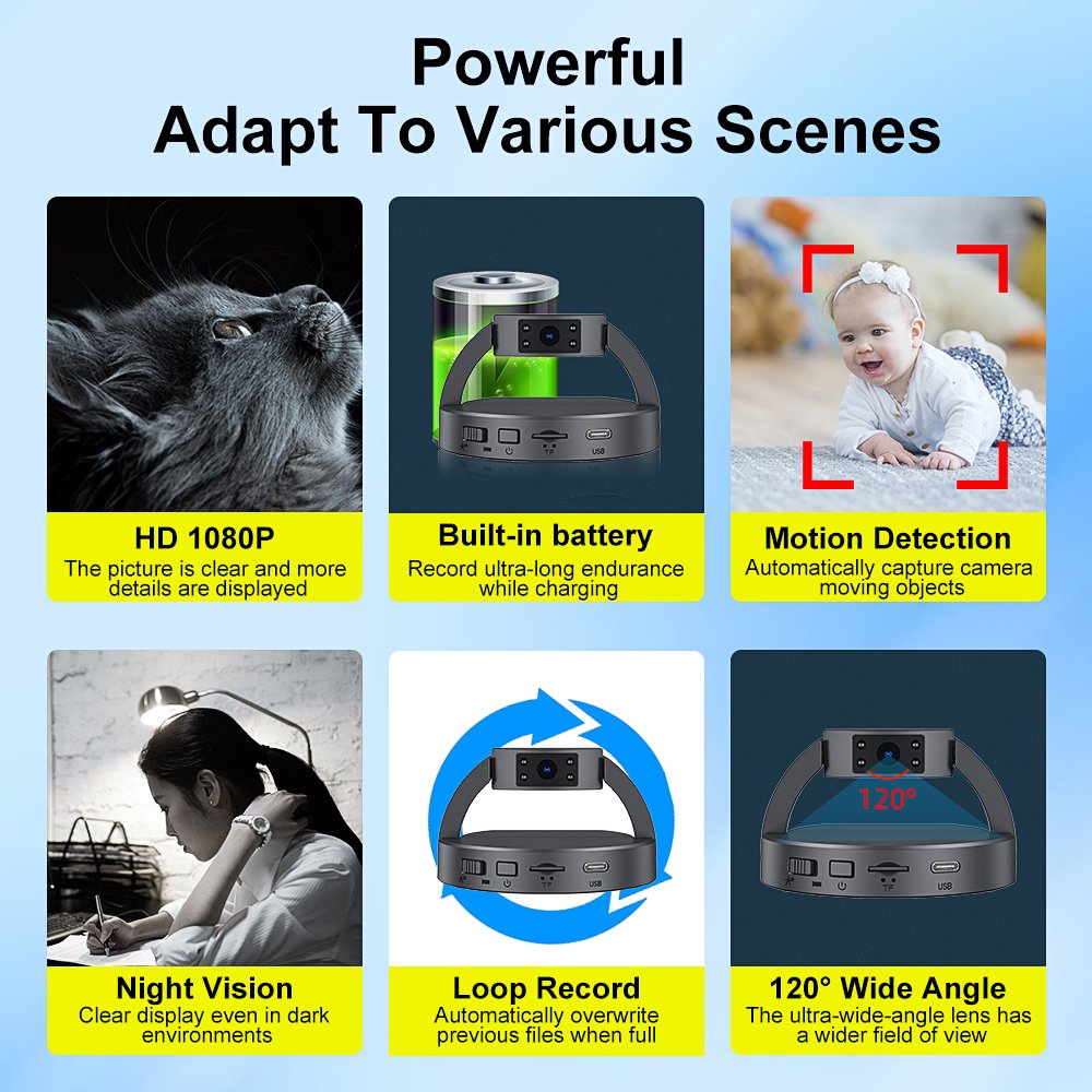 MD35 Hot Selling Mini Body Camera HD 1080P Without Wifi Camera Wide Angle 180 degree Rotating Lens Portable Home Security Camera