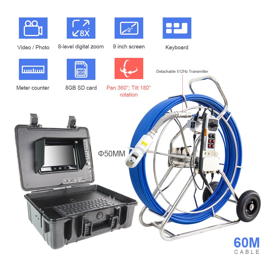 Newly Handheld portable crawler robot 50MM deep water well inspection and drilling drain camera pipe inspection sewer Camera 360