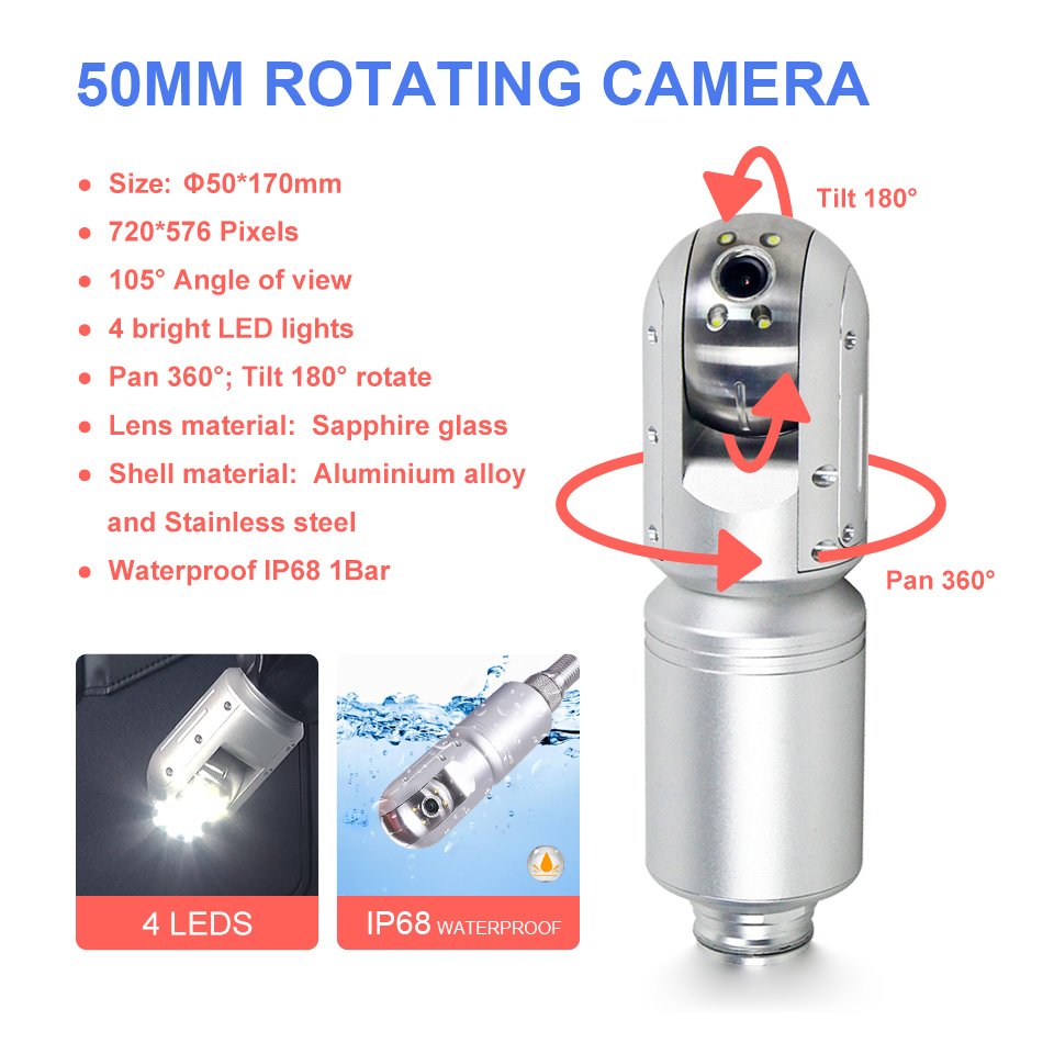 Newly Handheld portable crawler robot 50MM deep water well inspection and drilling drain camera pipe inspection sewer Camera 360