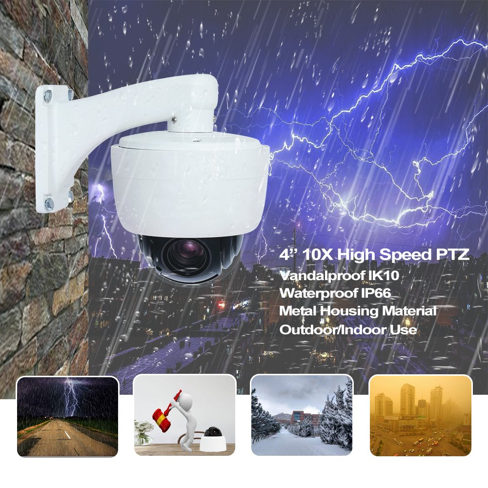 Ahd Analog 2MP PTZ Smart Security CCTV HD PTZ Camera 10X 1080P Mini PTZ Security Camera 10X Zoom Speed Dome Outdoor Camera