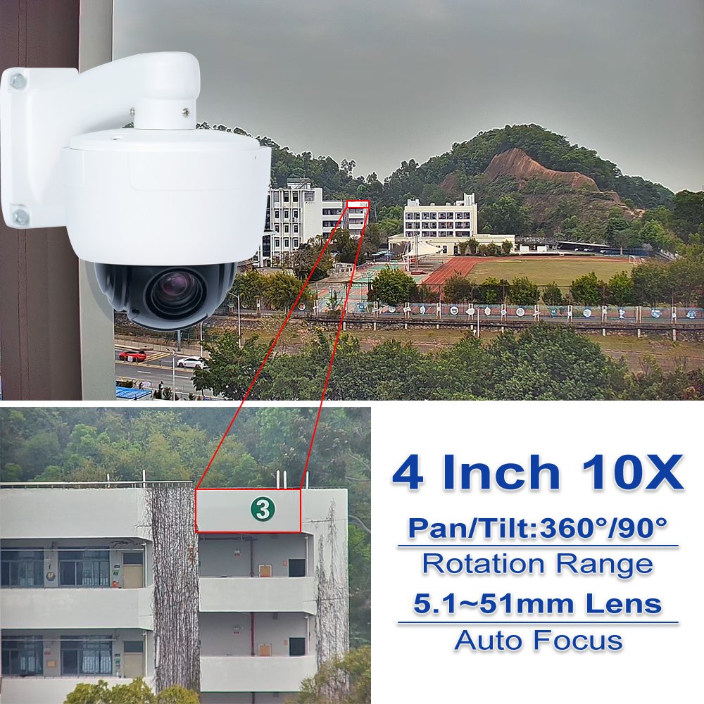 Ahd Analog 2MP PTZ Smart Security CCTV HD PTZ Camera 10X 1080P Mini PTZ Security Camera 10X Zoom Speed Dome Outdoor Camera