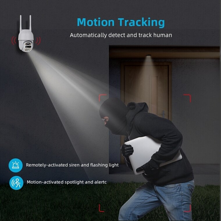 Outdoor CCTV Wifi Video Surveillance Camera 1080P 4K PTZ IP Camera 8x Zoom Dual-Lens Human Detect 2MP CCTV Camera
