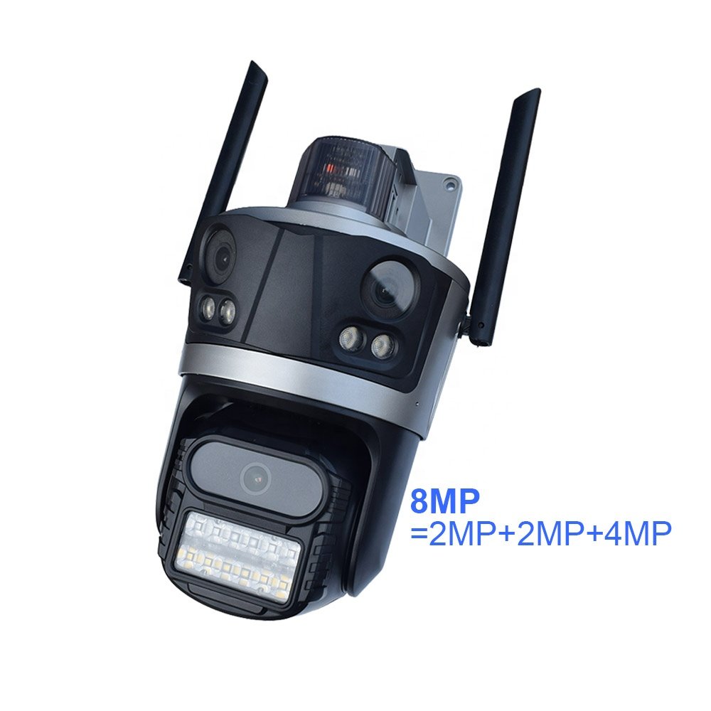 Three Screen AI Wireless WiFi CCTV Camera 2MP 4MP 8MP Dual Triple Lens iCSee PTZ Network Security Camera for Home Construction