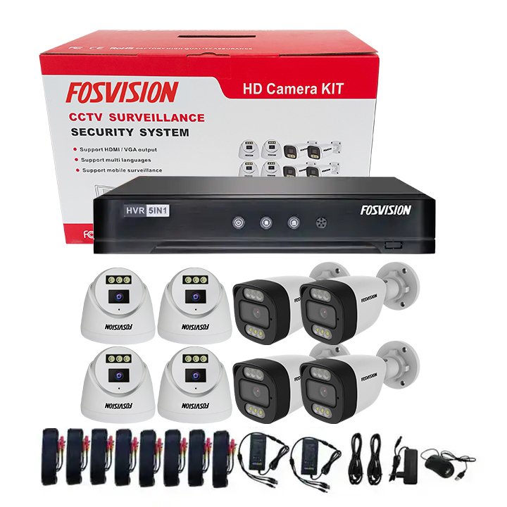 fosvision 8 channel 1080P CCTV Security analog camera system 8ch AHD wired digital system completed 2MP HD camara kit with XVR