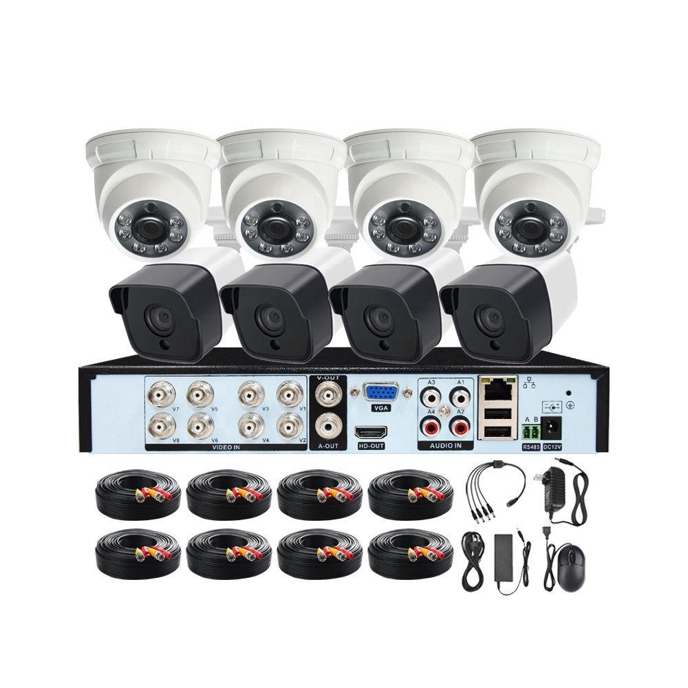 Indoor Outdoor Security 2MP 8CH 8 Channel Analog CCTV Camera System with DVR XVR Recorder Night Vision HDD Data Storage