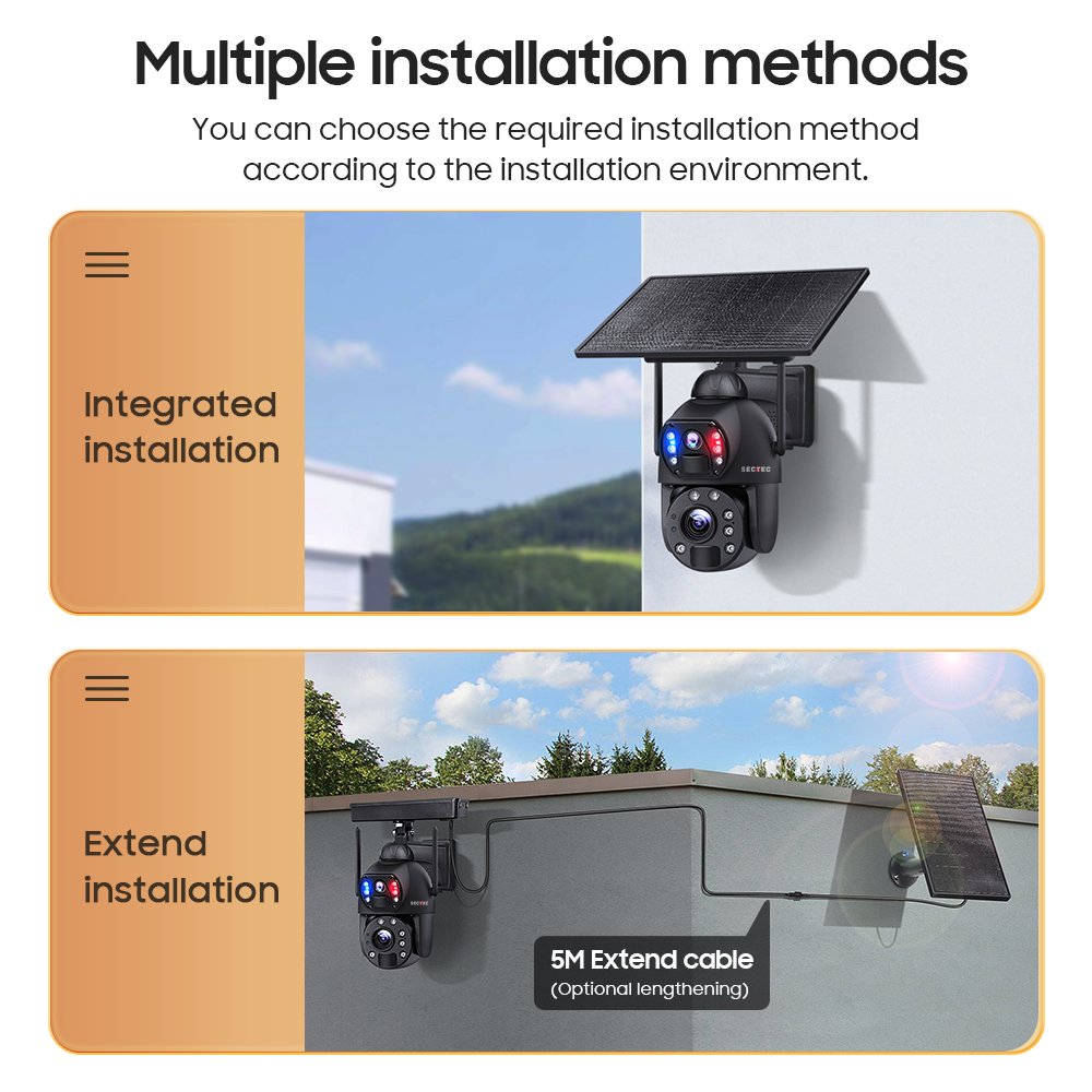 SECTEC 6MP 20X 3K Dual Lens Zoom HD 4G Solar Battery Camera IP CCTV PTZ Outdoor Security Camera With Laser Lights Night Vision