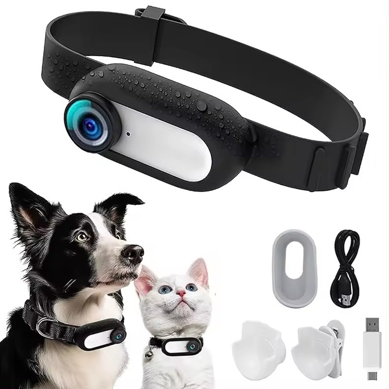 HD Cat Collar Camera For Pet Cameras and Monitors With 360 Wide Angle Lens Mini Portable Stable Sport Action Body mini Camera