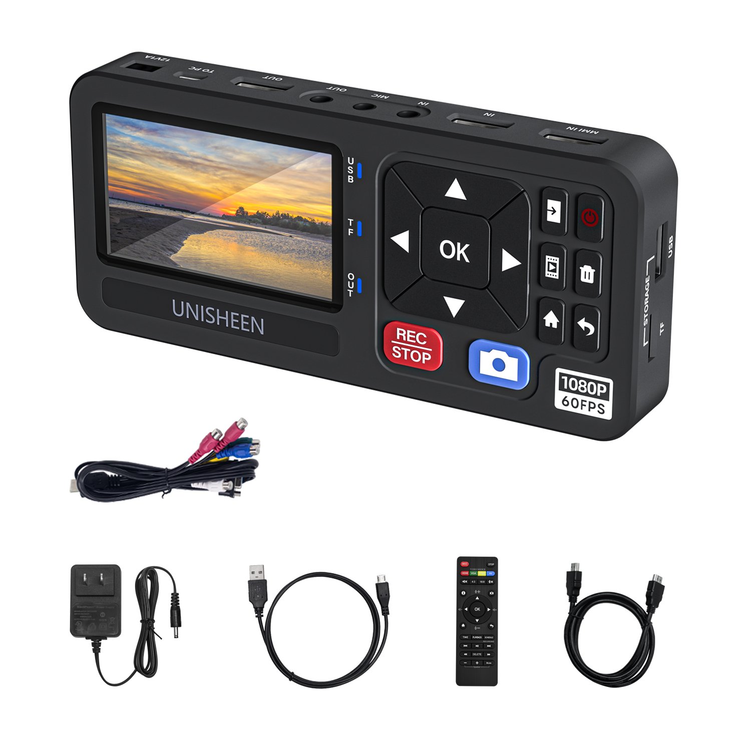 Unisheen Factory Mini Size StandAlone Endoscope Switchable VGA DVI HDMI YPbPr RCA Camera 4K Capture Box VHS Video Recorder