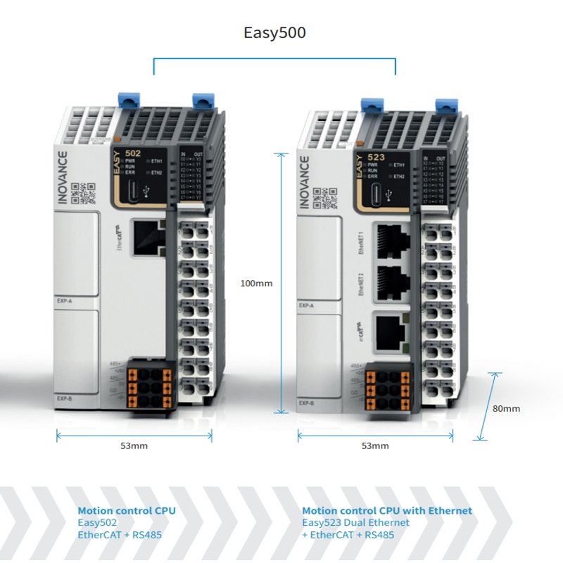 INOVANCE PLC Easy502-0808TN , 16 synchronised axes(can be max of 16 Ethercat Axes or a combination of max5 pulse axes)