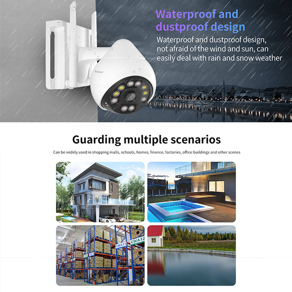 PTZ 2.5inch wifi outdoor camera CCTV camera wifi camera support human detection and audio and visual alarm for alarm system