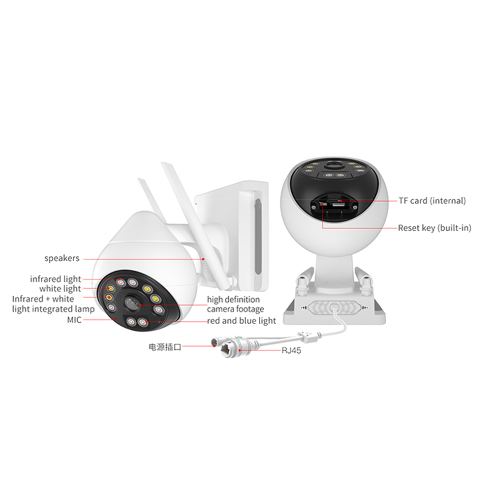 PTZ 2.5inch wifi outdoor camera CCTV camera wifi camera support human detection and audio and visual alarm for alarm system