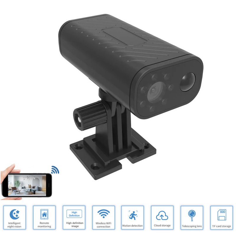 HD WiFi Nanny Cam Wireless PIR Security Cameras with 60 Days Standby Motion Detection Alerts Auto Night Vision Camera
