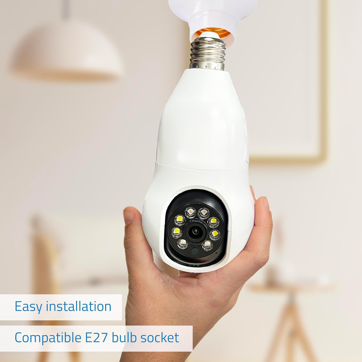 1080P 2MP Suniseepro Indoor Wide View Two Way Speak Moving Detecting Tracking 360 PTZ Wireless Wifi Bulb Security Camera