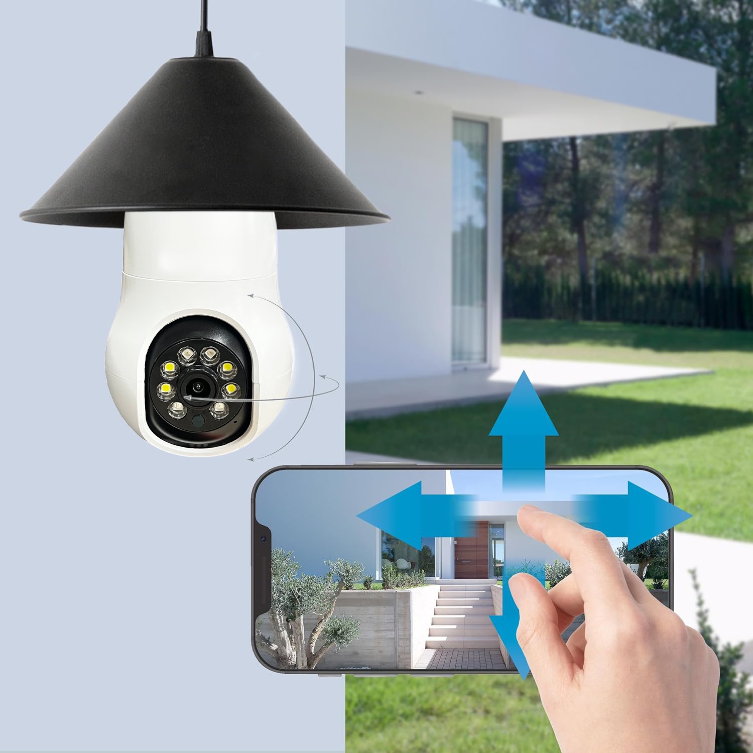 1080P 2MP Suniseepro Indoor Wide View Two Way Speak Moving Detecting Tracking 360 PTZ Wireless Wifi Bulb Security Camera