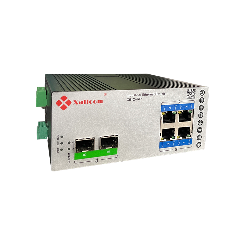 PoE L2 Managed RSTP ERPS SNMP Monitoring IP Camera Din Rail 2 GE Fiber 4 GE Copper Industrial Network Switch