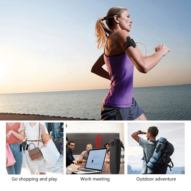 Mini 1080P HD audio and video night vision 1000 mAh battery back clip camcorder suitable for outdoor sports safe work recording